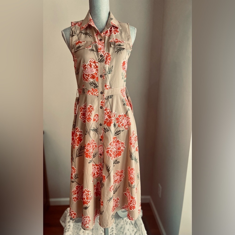 Banana Republic Pink Sleeveless Scoop Neck Sundres, button up shirt dress size 2